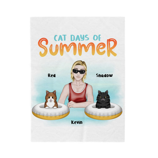 Customized Velveteen Plush Blanket - Cat Days Of Summer (Man)