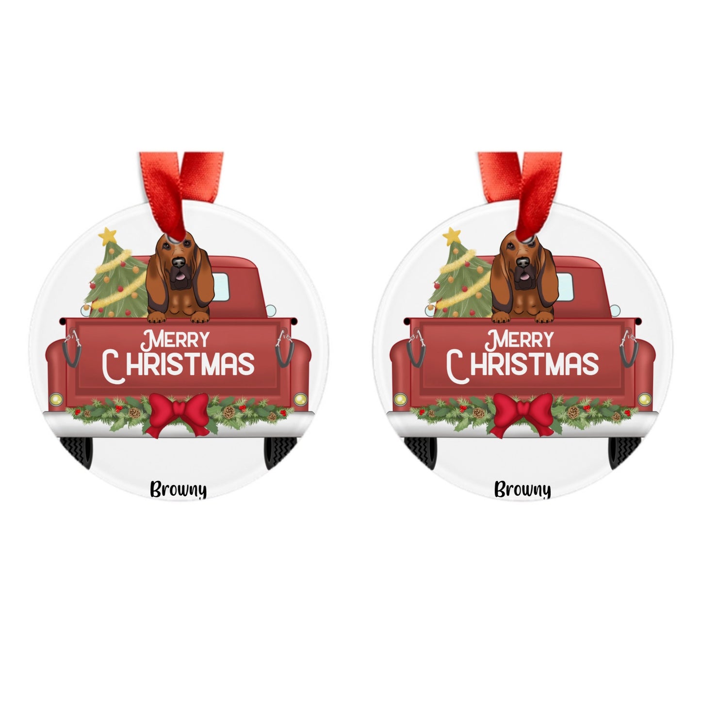 Customized Acrylic Ornament with Ribbon - Christmas Truck