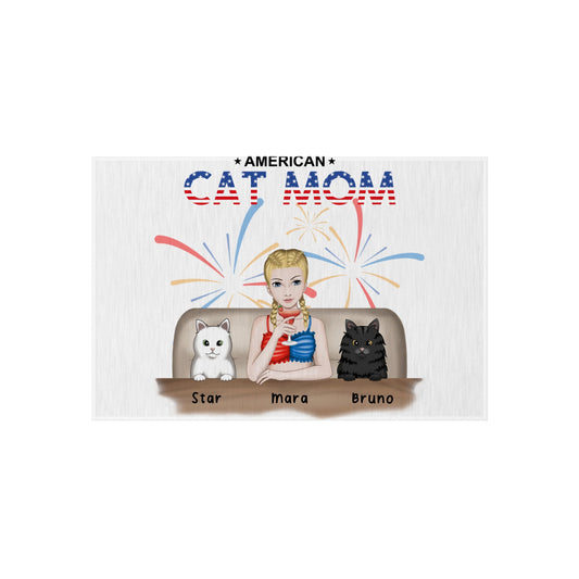 Customized Outdoor Rug - American Cat Mom