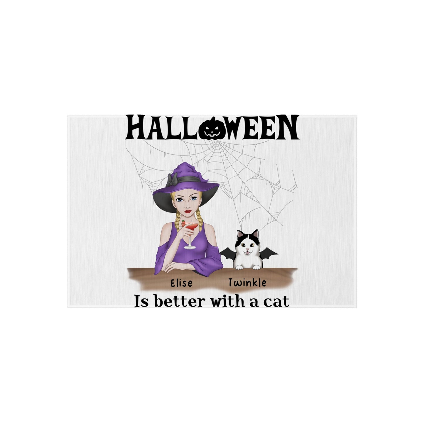 Customized Outdoor Rug - Halloween Is Better With A Cat