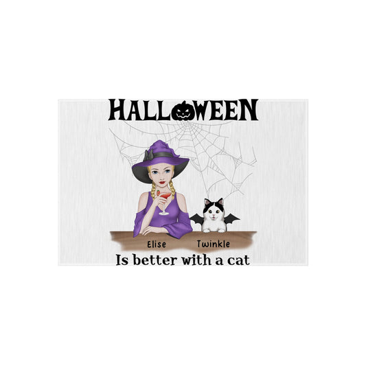 Customized Outdoor Rug - Halloween Is Better With A Cat