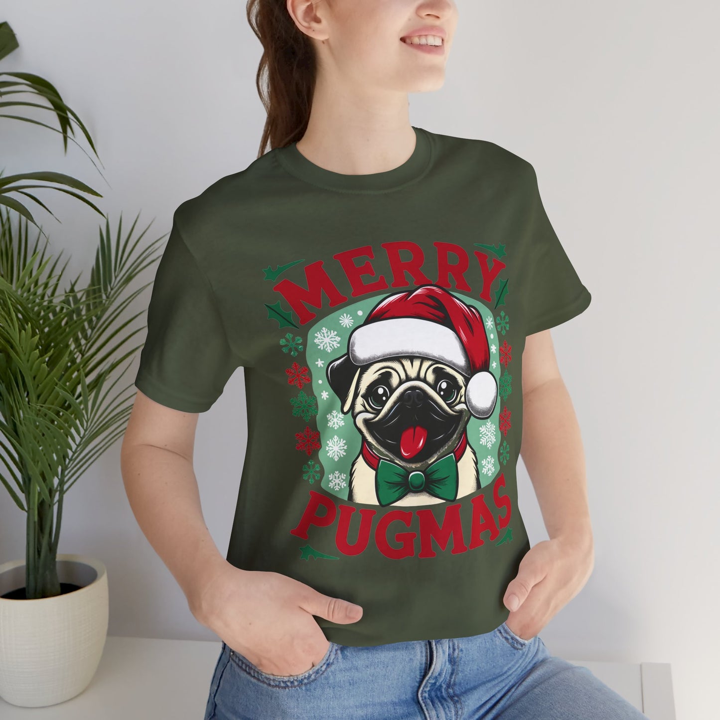 Christmas - Unisex Jersey Short Sleeve Tee - Merry Pugmas