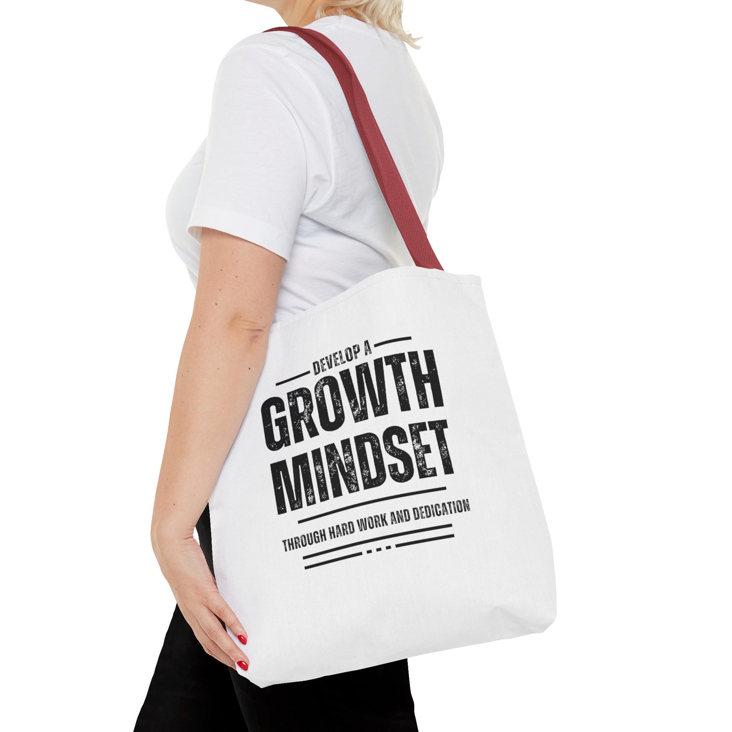 Tote Bag (AOP) - Develop a growth mindset - White