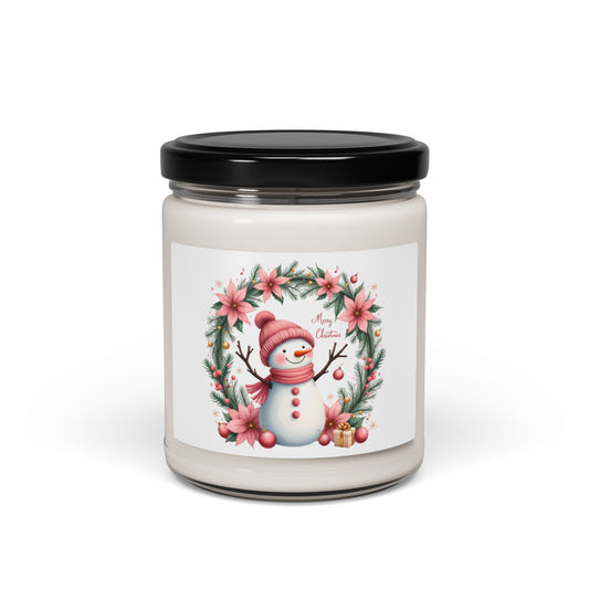 Christmas - Scented Soy Candle, 9oz - Merry Christmas Snowman