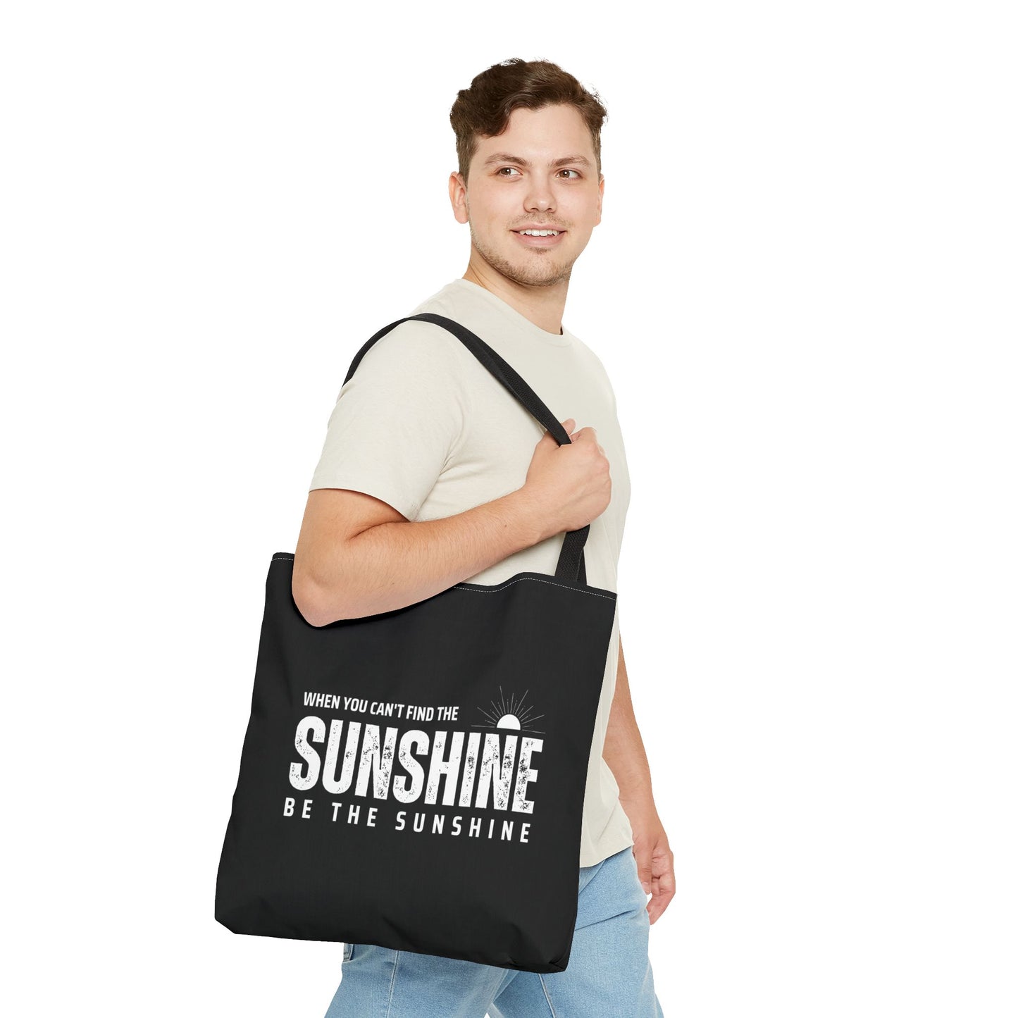 Tote Bag (AOP) - If You Cant Find The Sunshine Be The Sunshine - Black