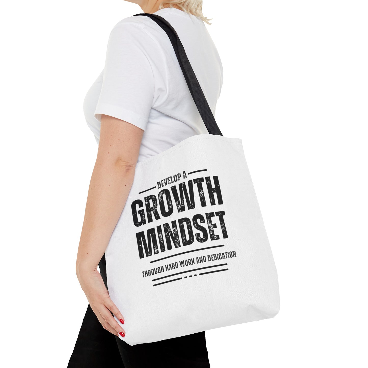 Tote Bag (AOP) - Develop a growth mindset - White