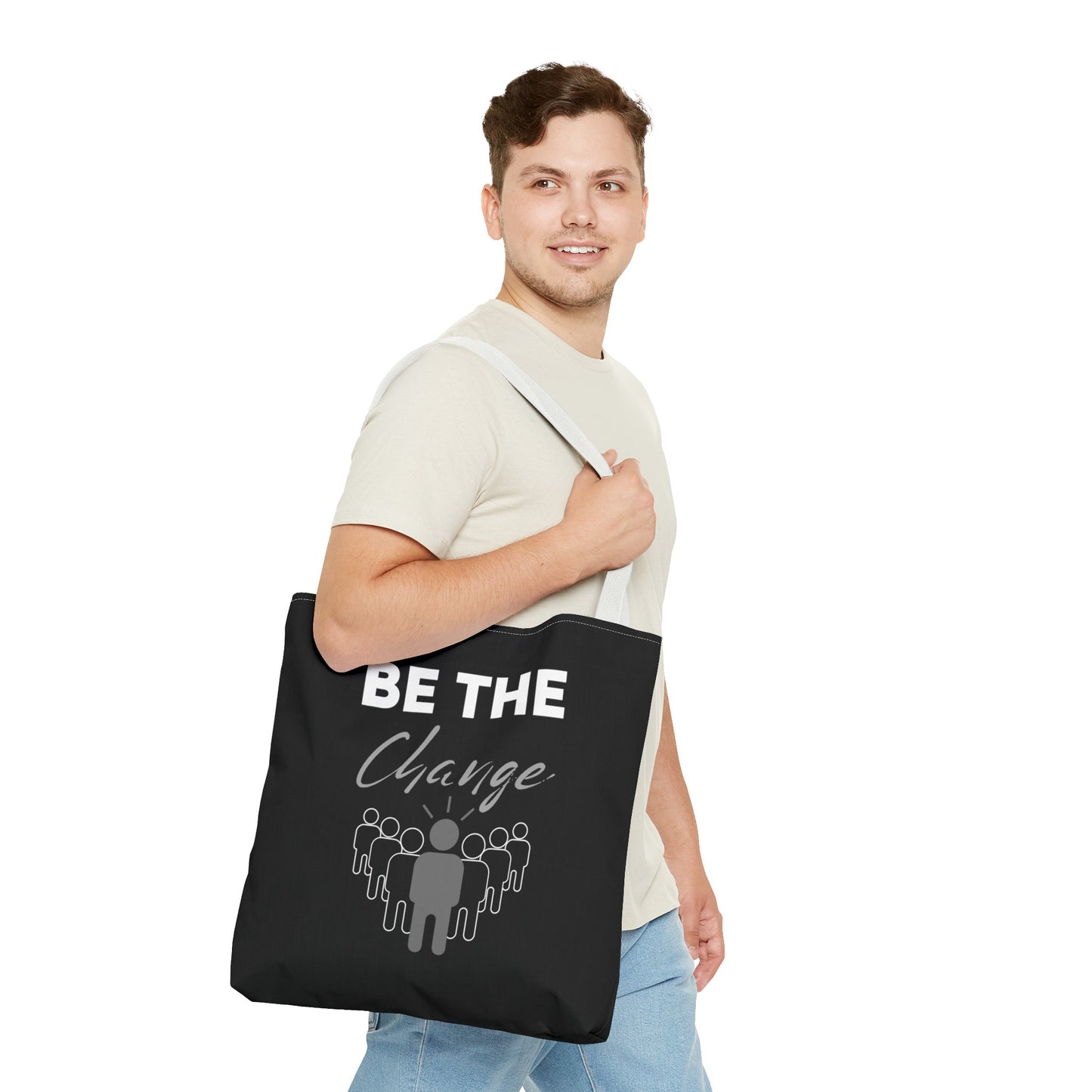 Tote Bag (AOP) - Be the Change - Black