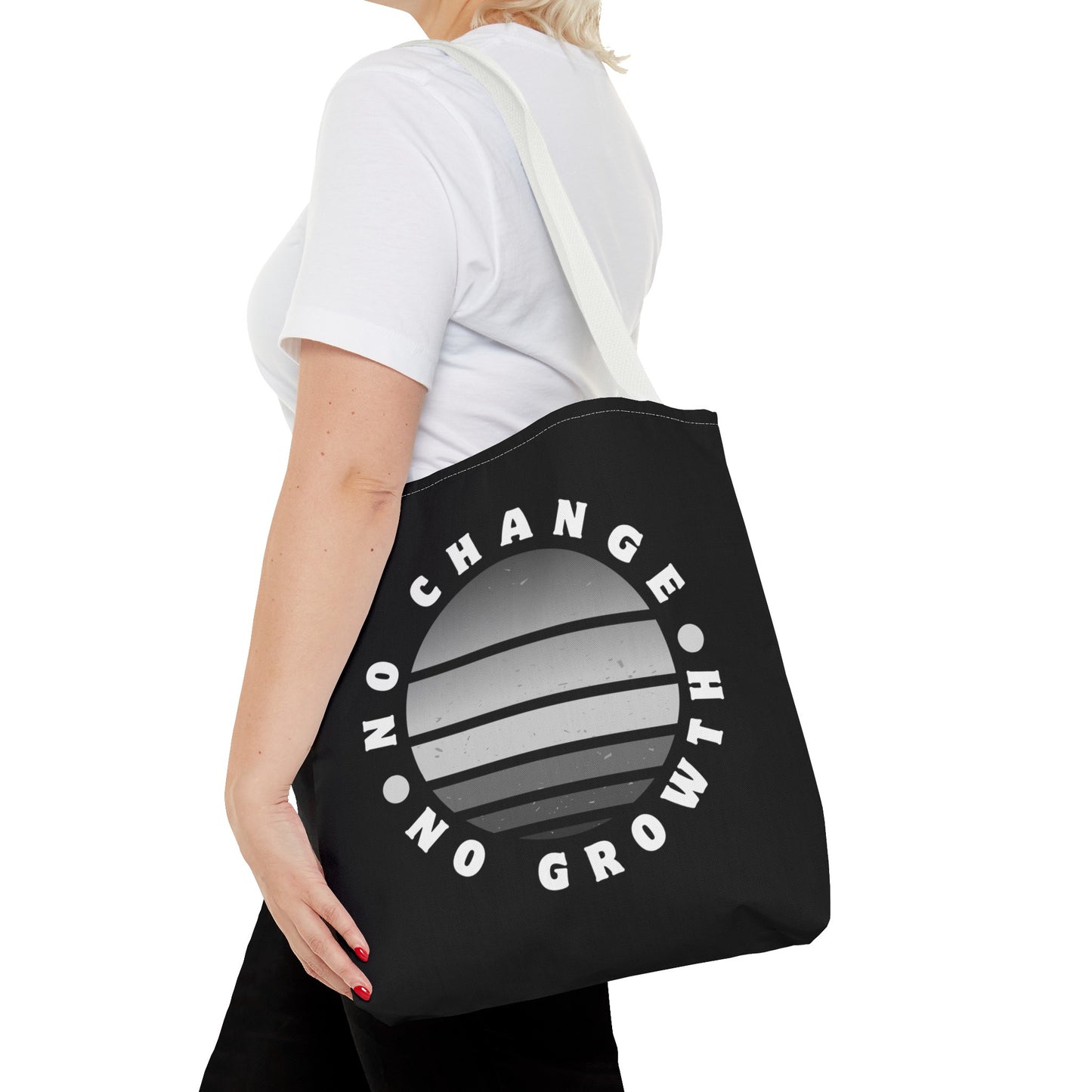 Tote Bag (AOP) - No Change No Growth - Black