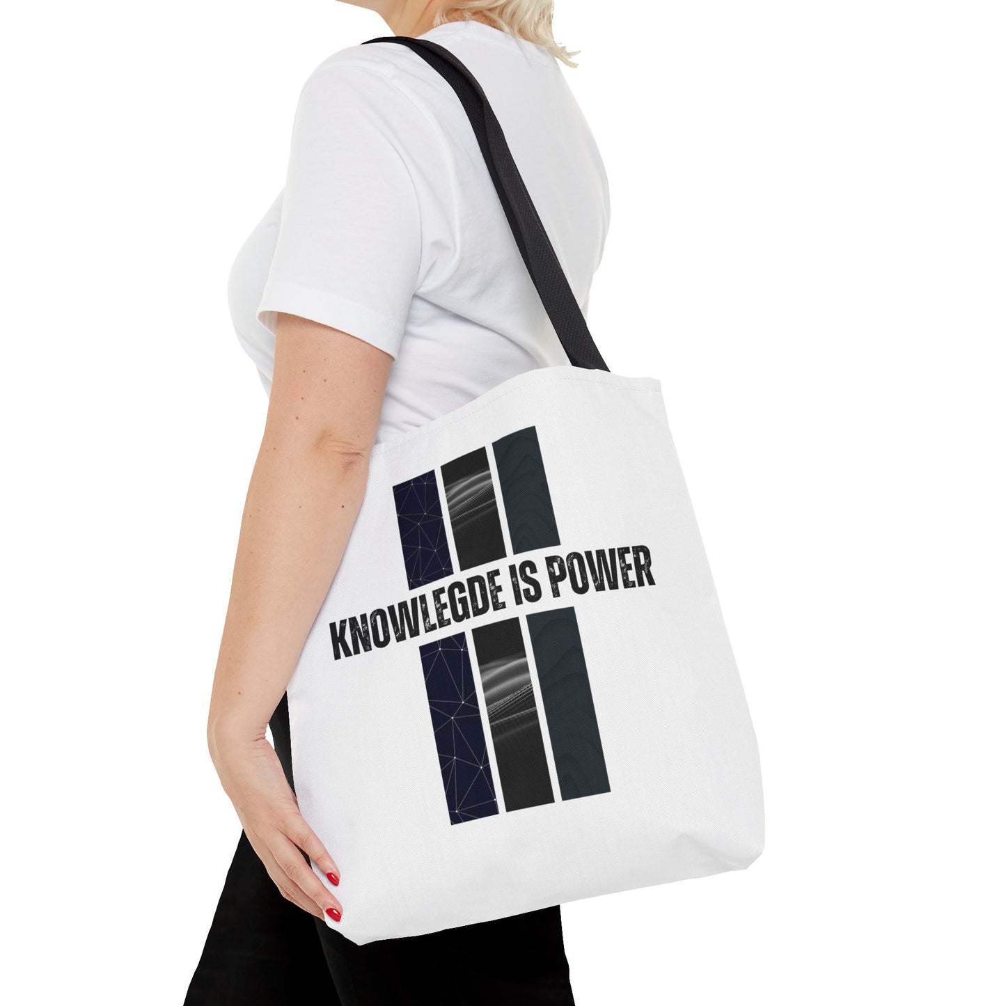 Tote Bag (AOP) - Knowledge Is Power - White