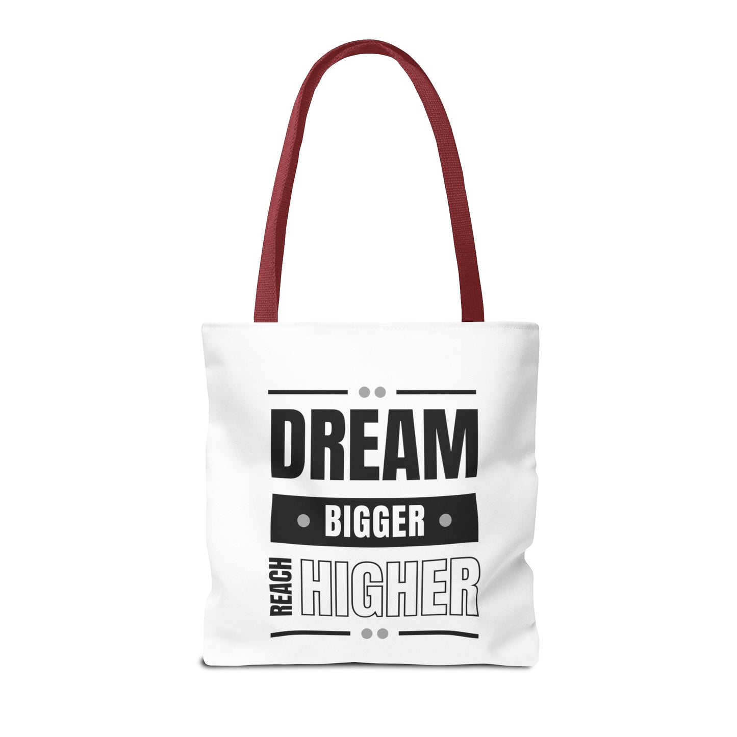 Tote Bag (AOP) - Dream Bigger Reach Higher - White