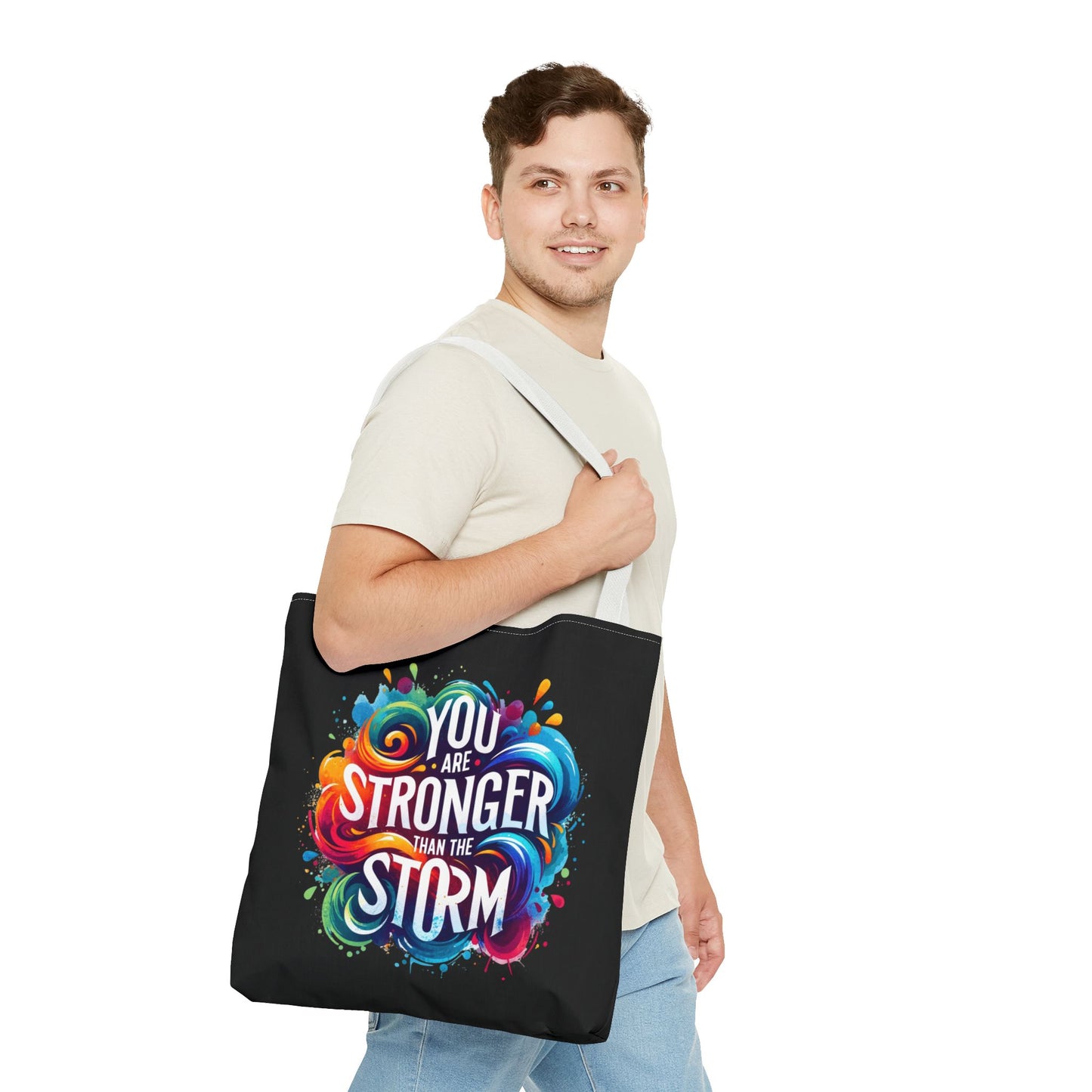 Tote Bag (AOP) - Stronger Than The Storm - Black