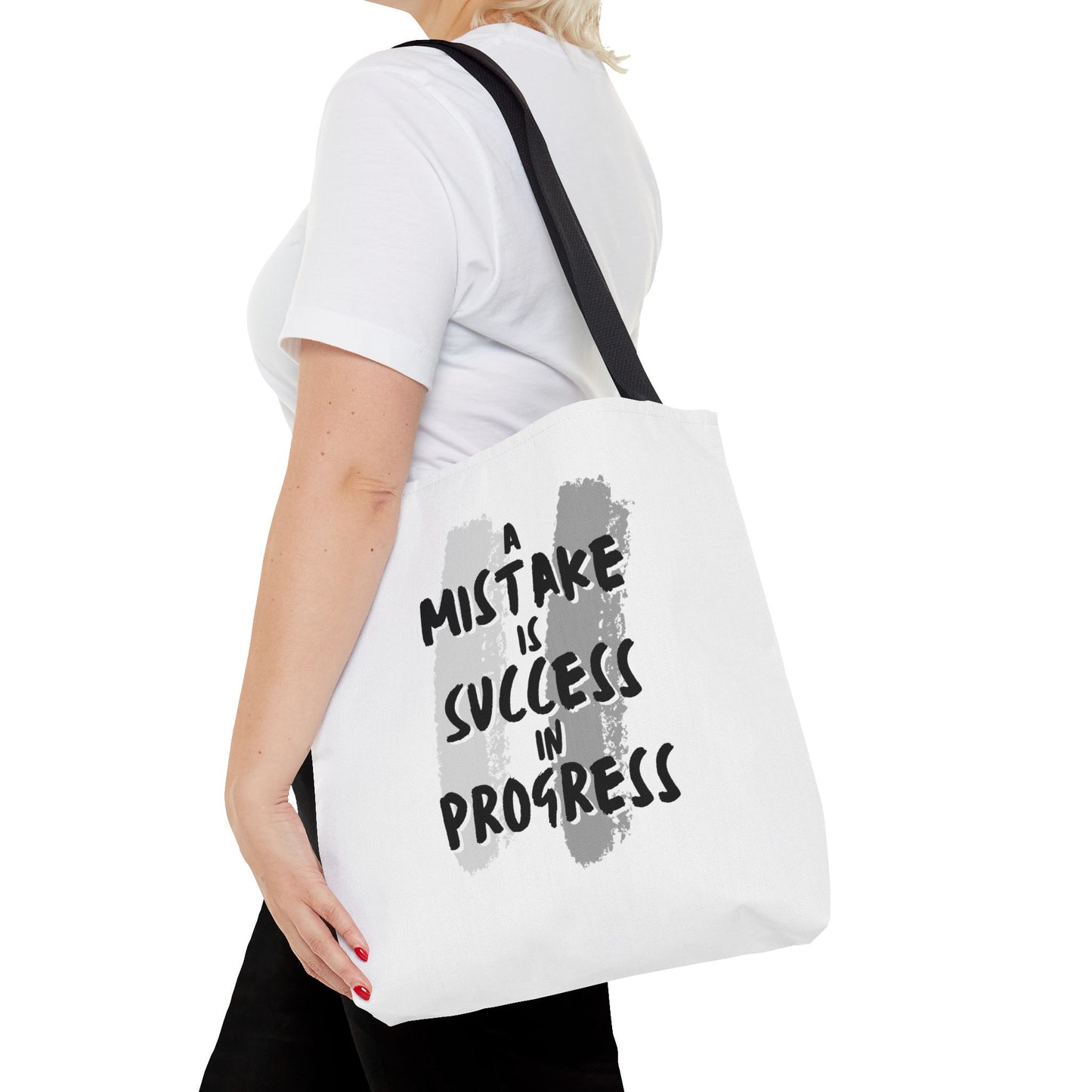 Tote Bag (AOP) - A Mistake Is Success In Progress - White