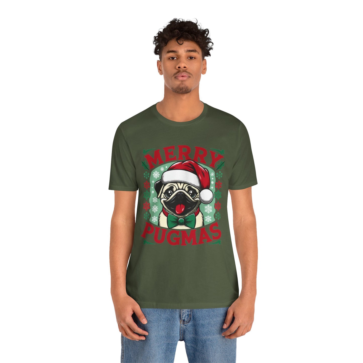 Christmas - Unisex Jersey Short Sleeve Tee - Merry Pugmas