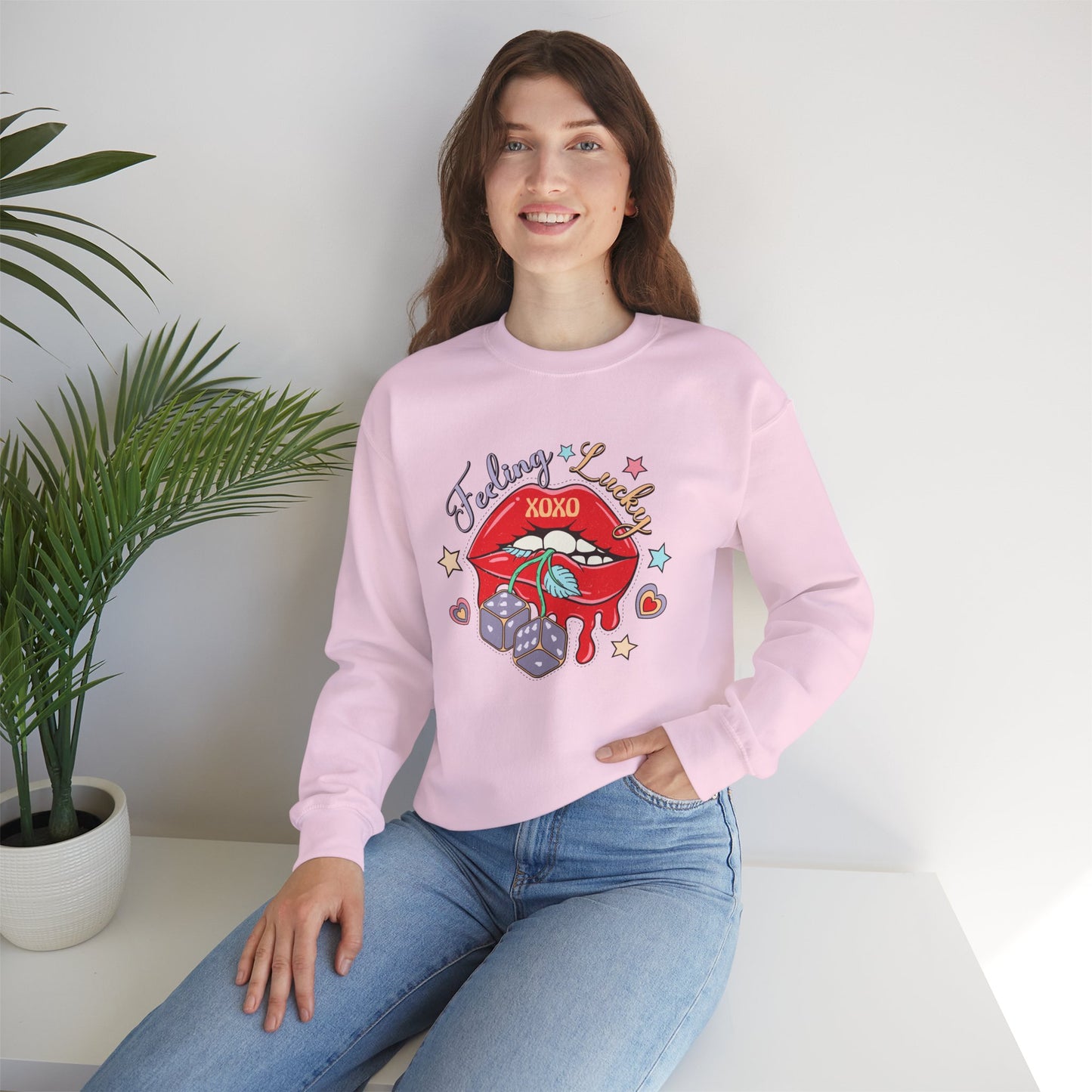 Valentine's - Unisex Heavy Blend™ Crewneck Sweatshirt - Feeling Lucky XOXO