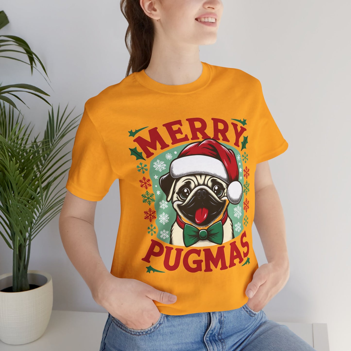 Christmas - Unisex Jersey Short Sleeve Tee - Merry Pugmas