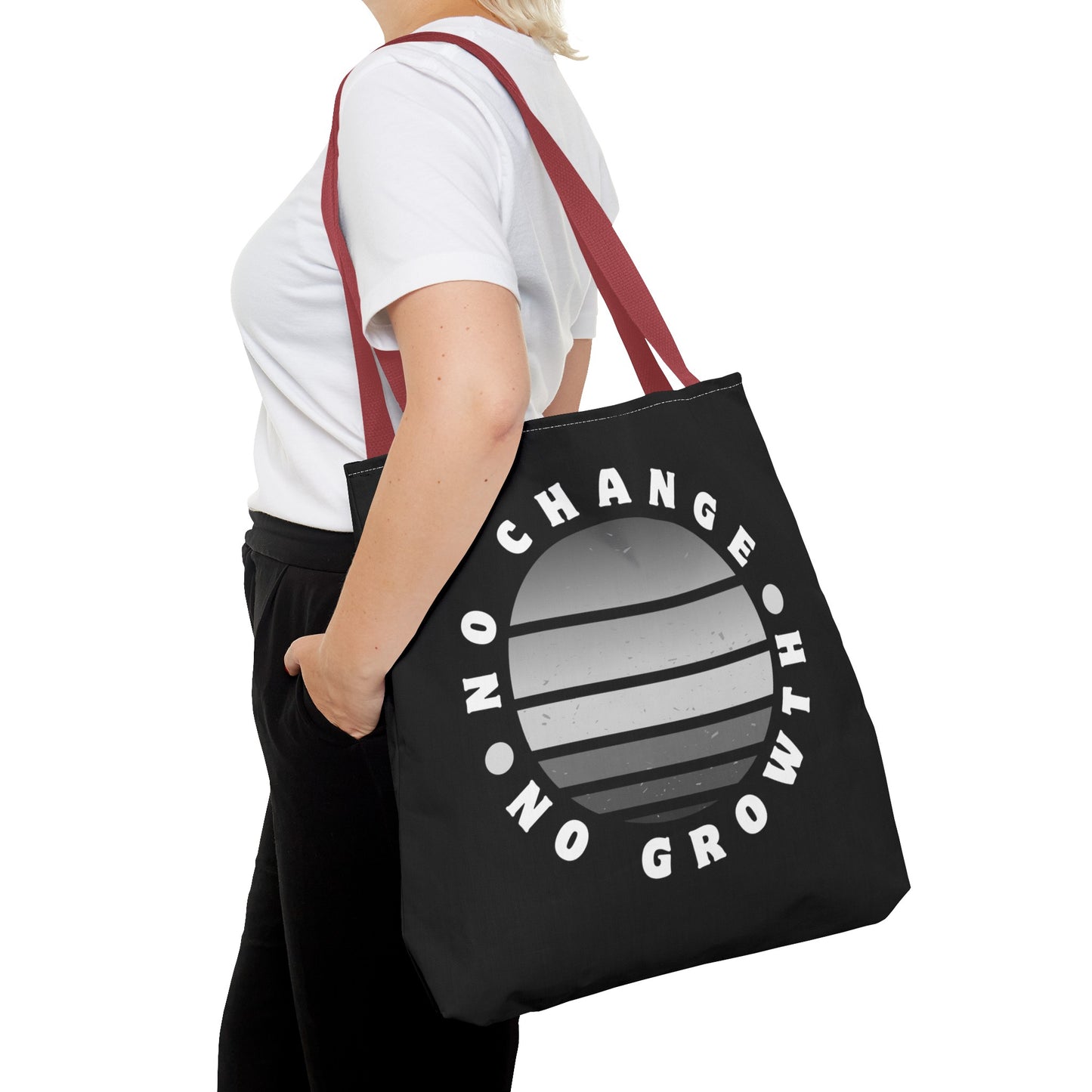 Tote Bag (AOP) - No Change No Growth - Black