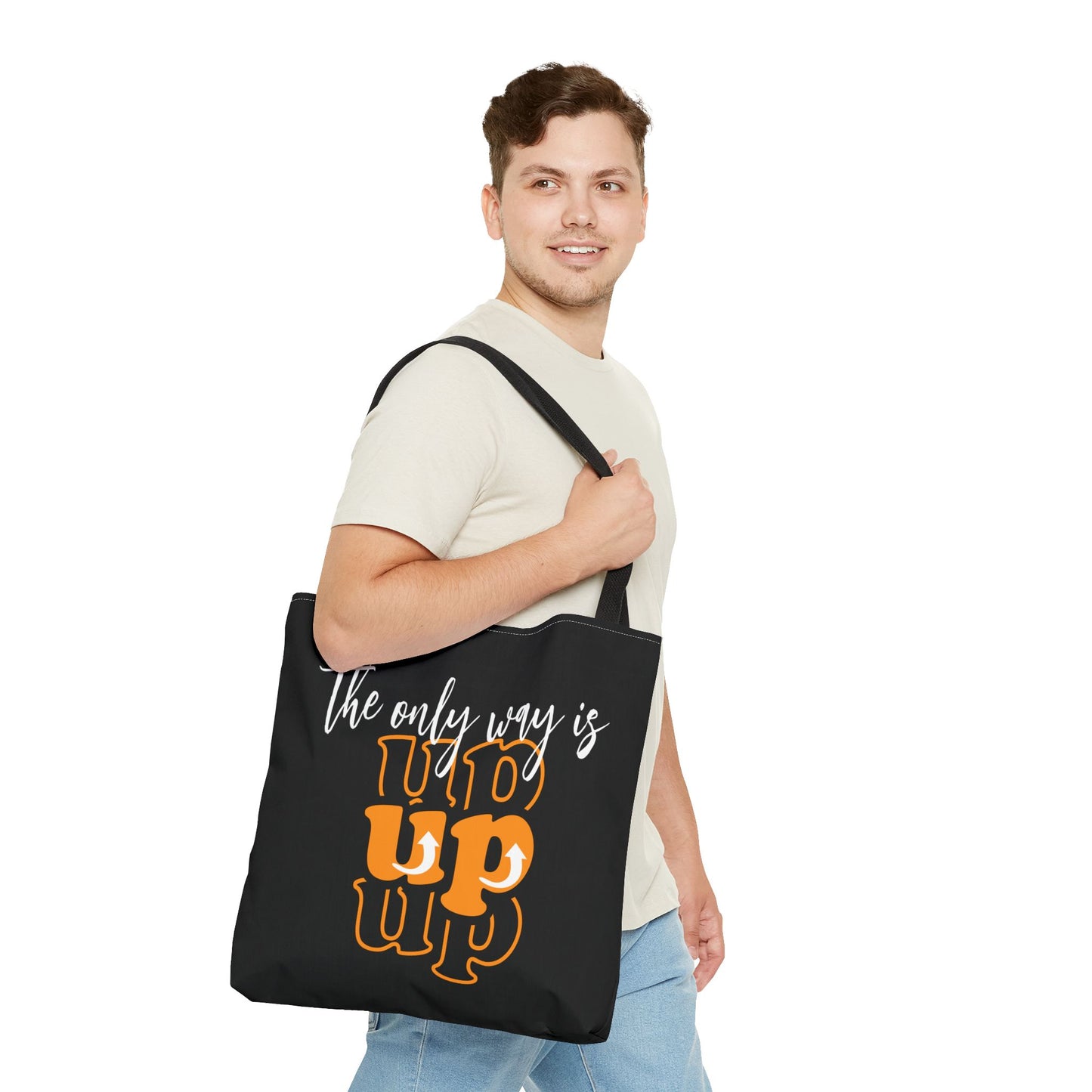 Tote Bag (AOP) - The Only Way Is Up - Black