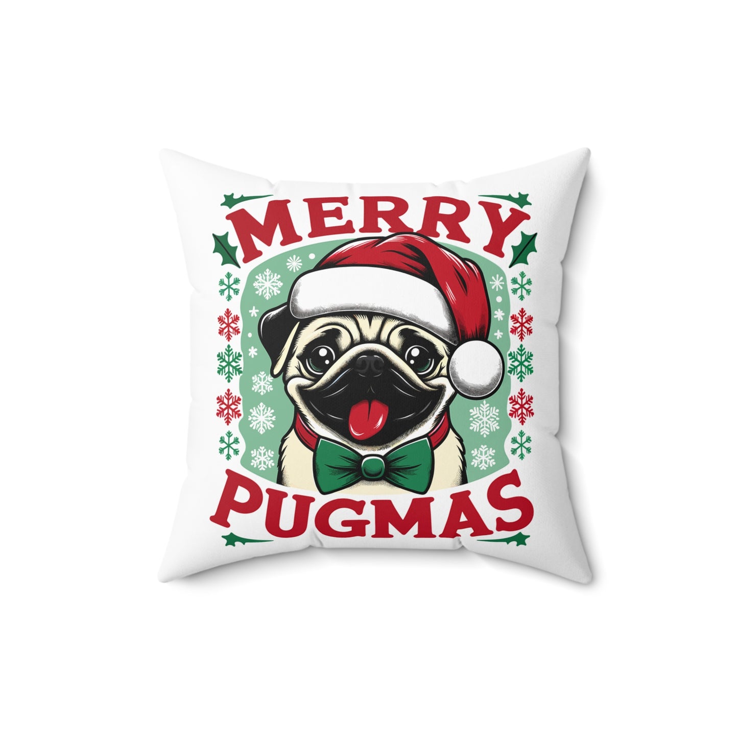 Christmas - Spun Polyester Square Pillow - Merry Pugmas