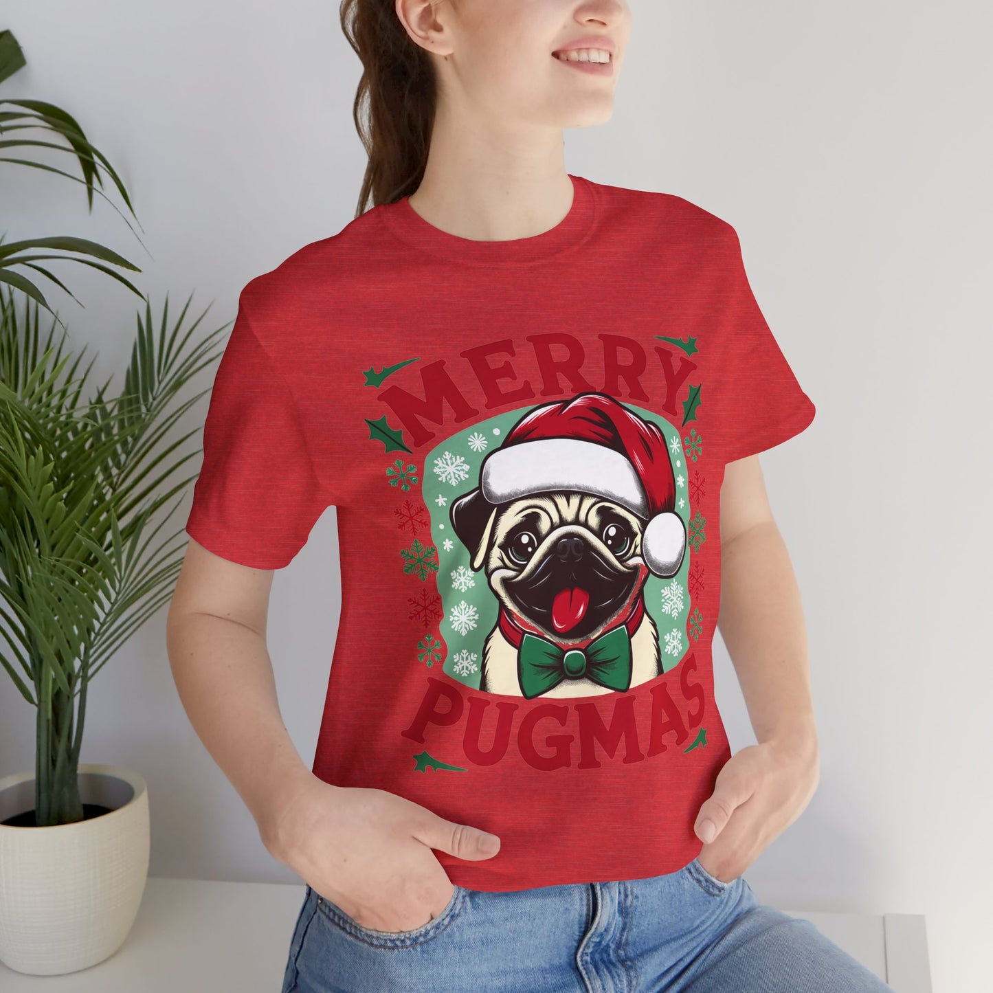 Christmas - Unisex Jersey Short Sleeve Tee - Merry Pugmas