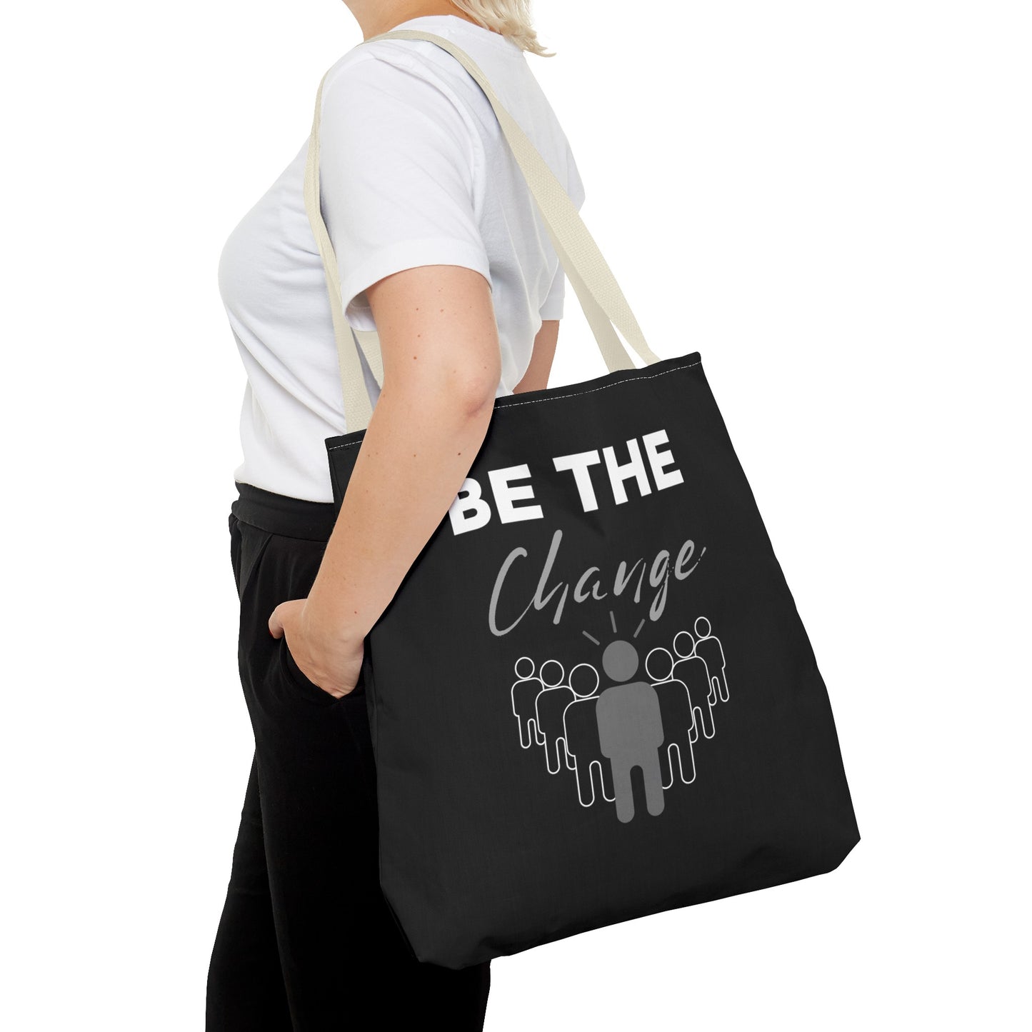 Tote Bag (AOP) - Be the Change - Black