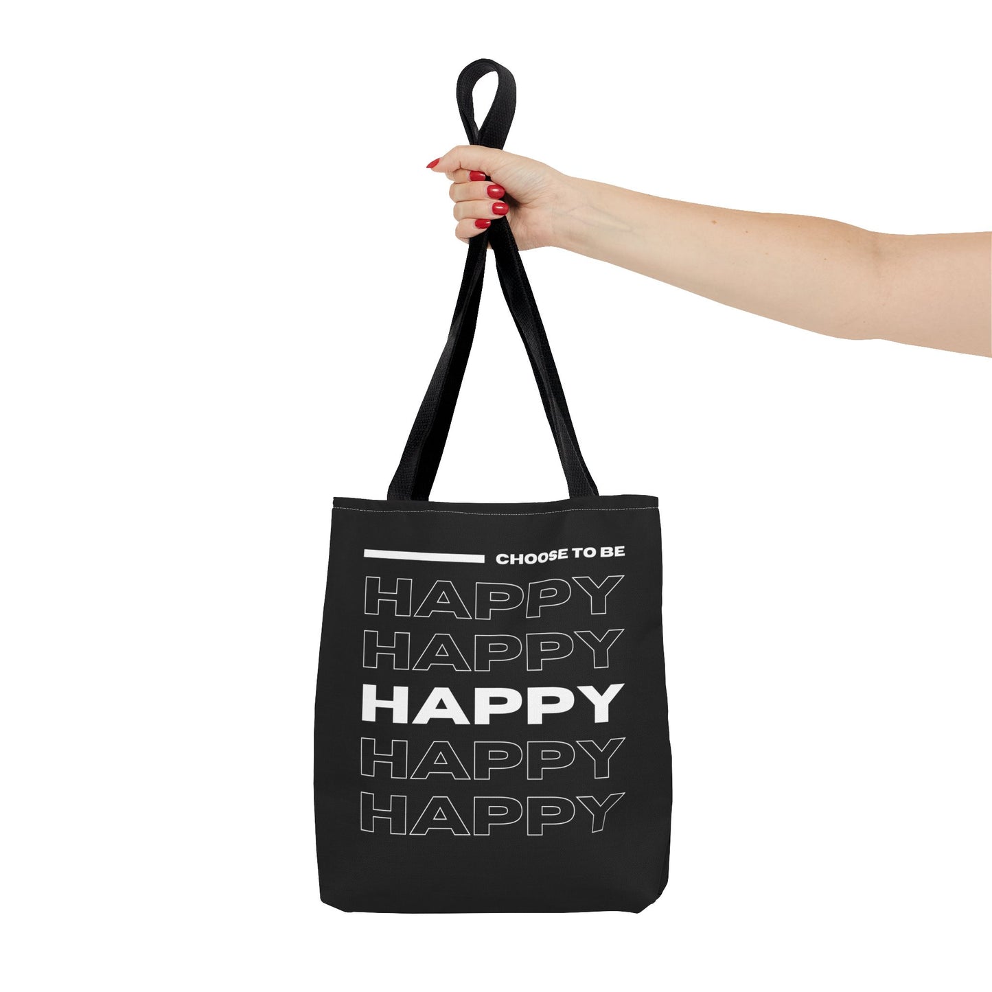 Tote Bag (AOP) - Choose To Be Happy - Black