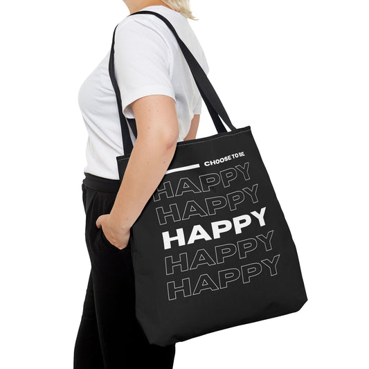 Tote Bag (AOP) - Choose To Be Happy - Black