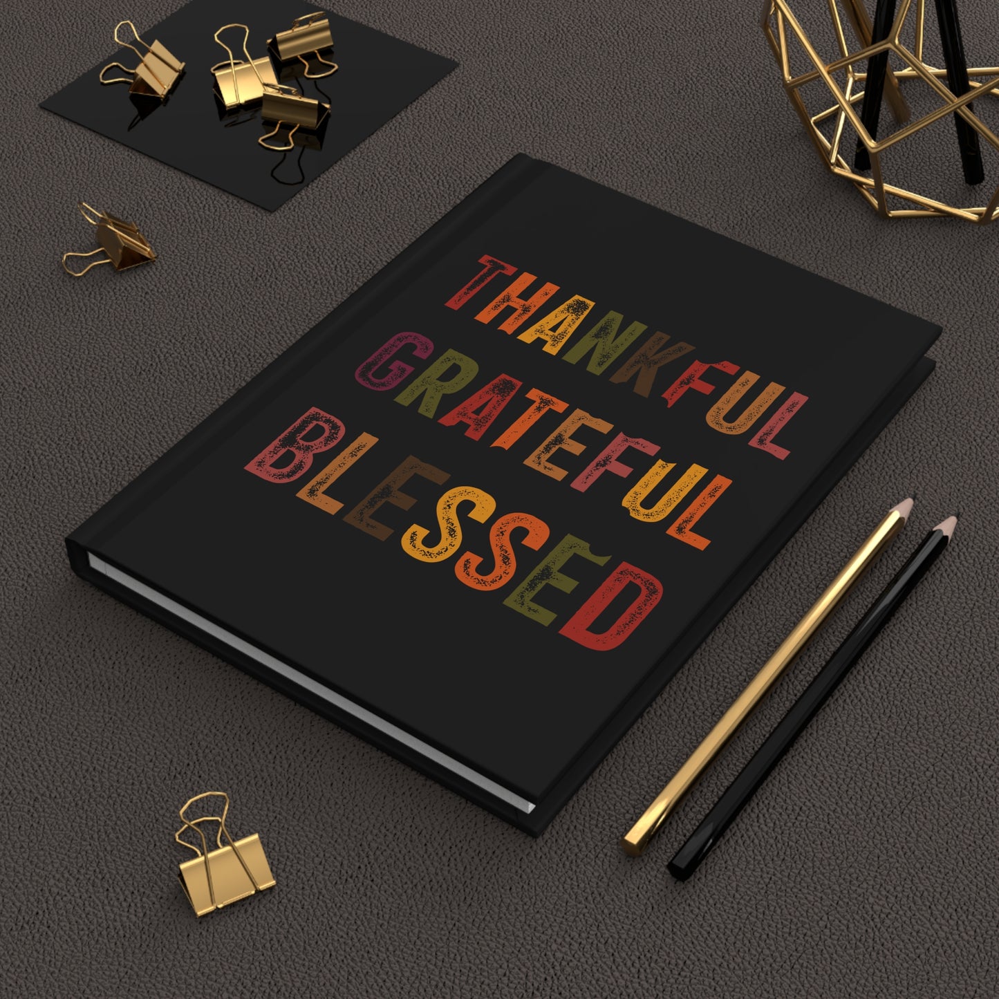 Hardcover Journal Matte - Thankful Grateful Blessed - Black