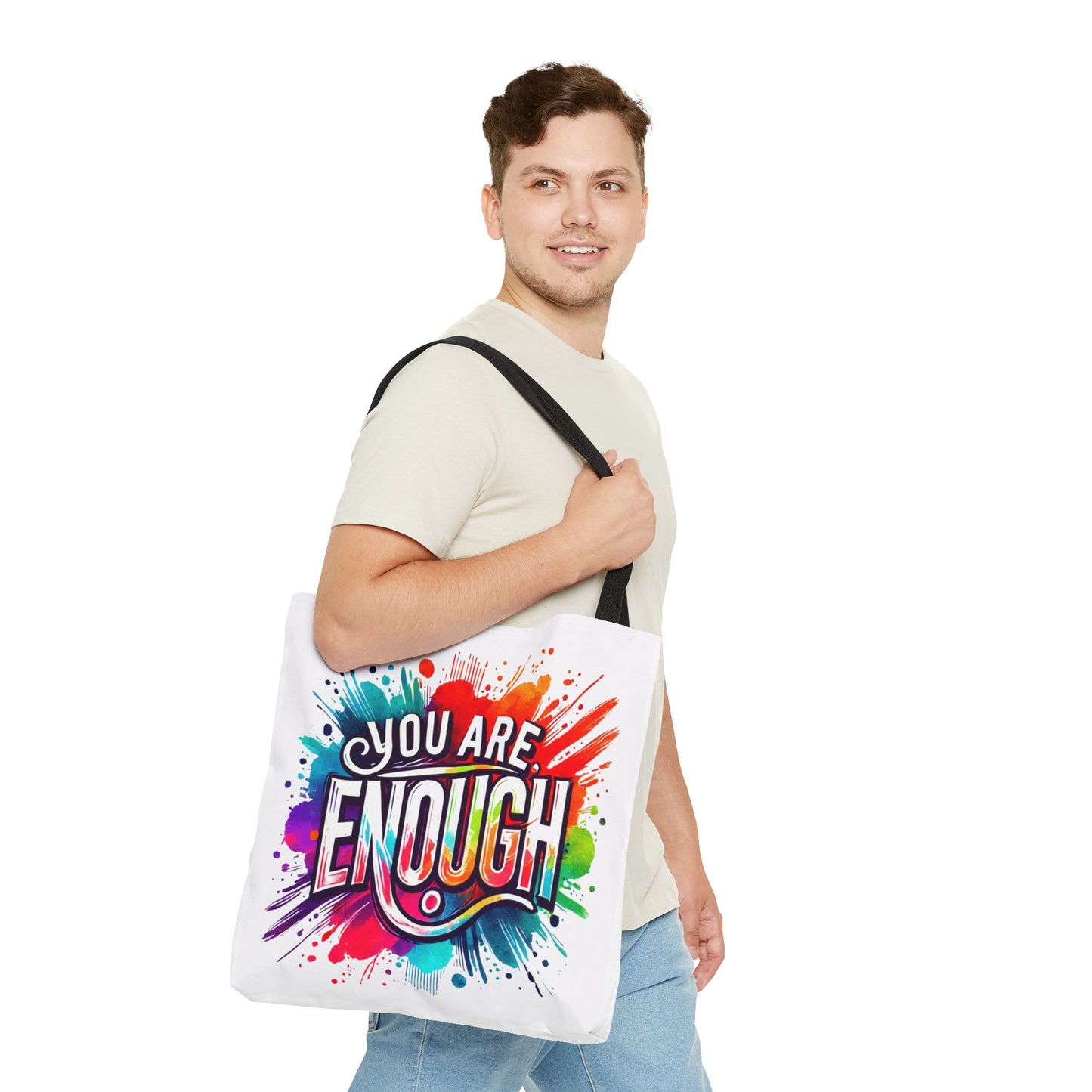 Tote Bag (AOP) - You Are Enough - White