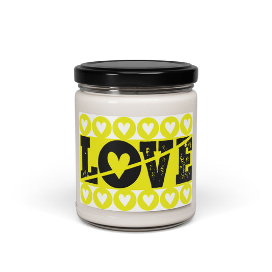 Valentine's - Scented Soy Candle, 9oz - Black & Yellow - Love Design