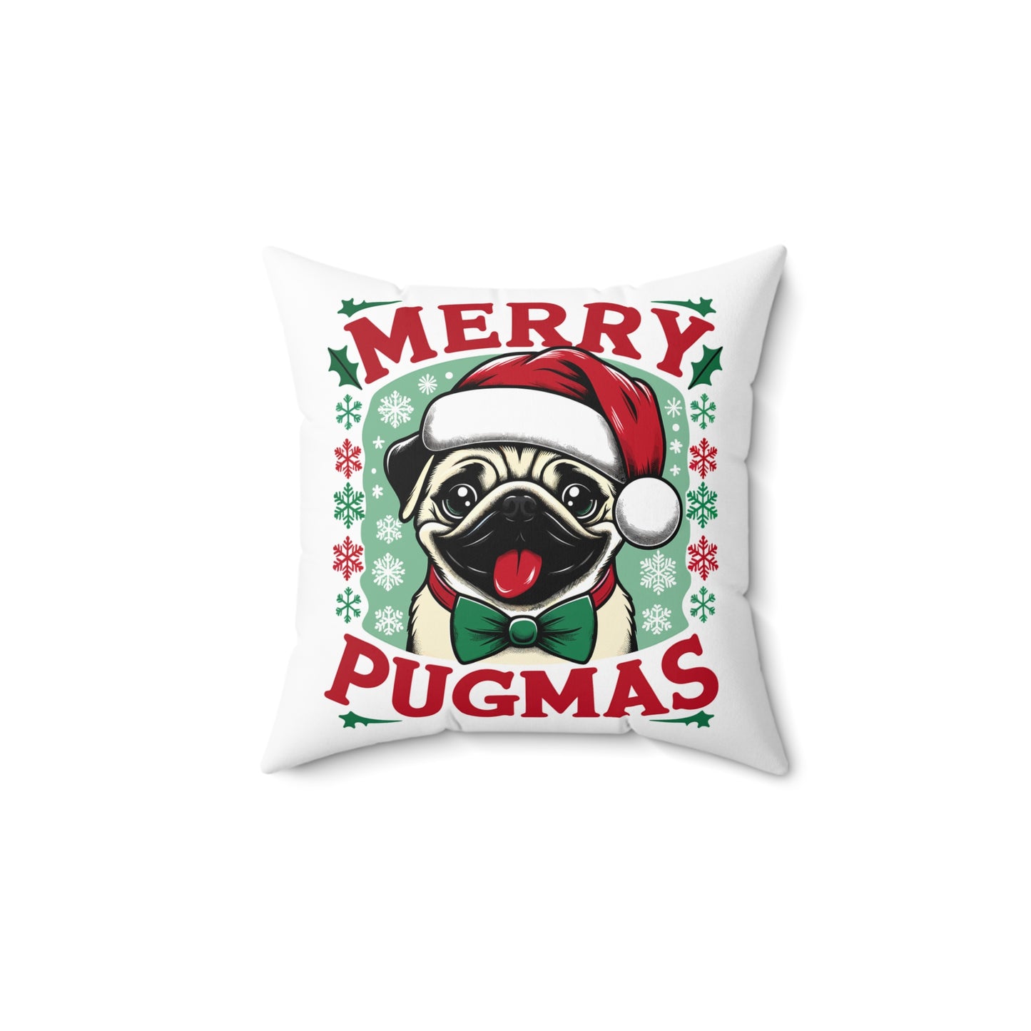 Christmas - Spun Polyester Square Pillow - Merry Pugmas