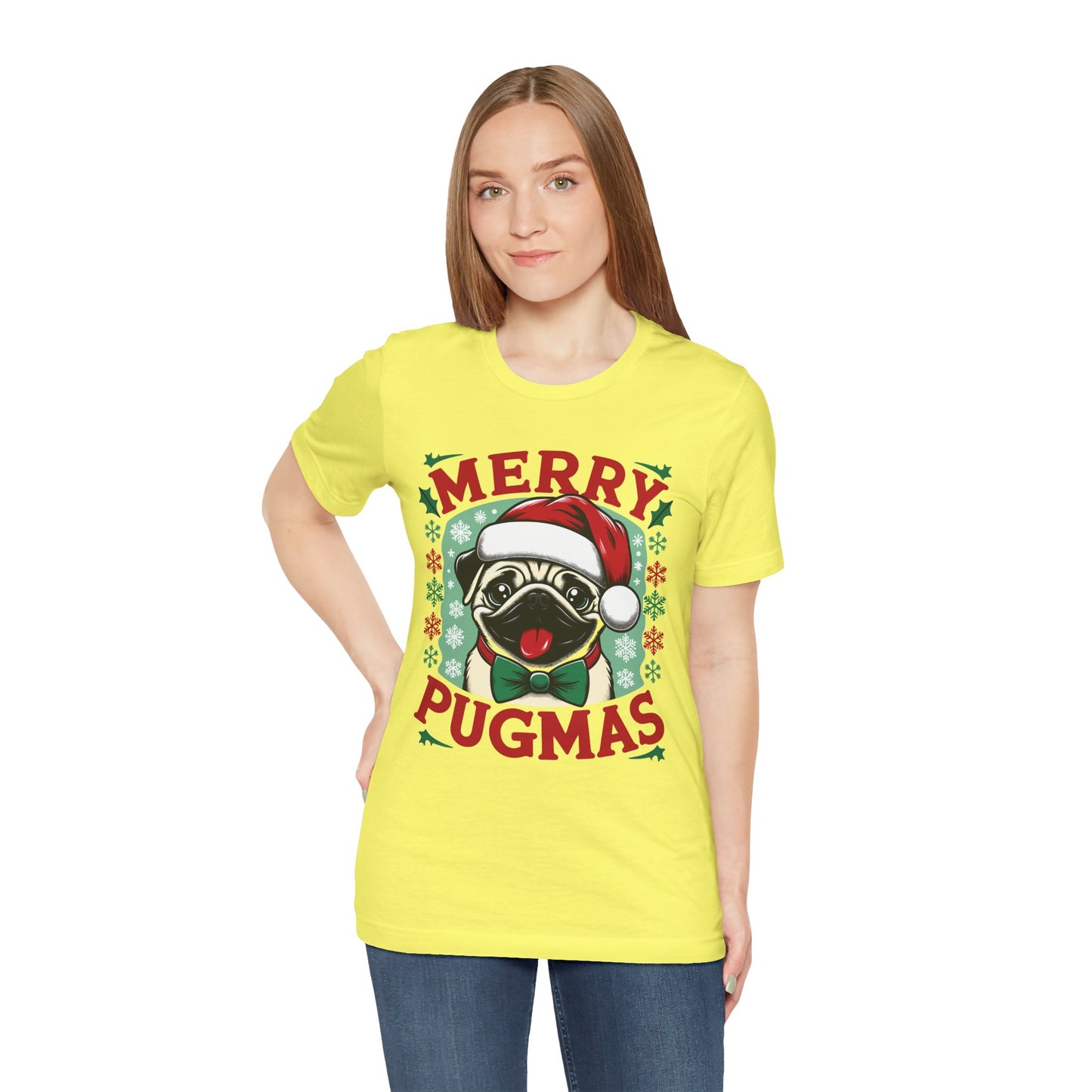 Christmas - Unisex Jersey Short Sleeve Tee - Merry Pugmas