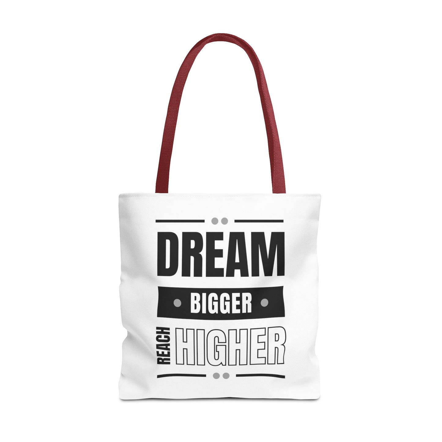 Tote Bag (AOP) - Dream Bigger Reach Higher - White