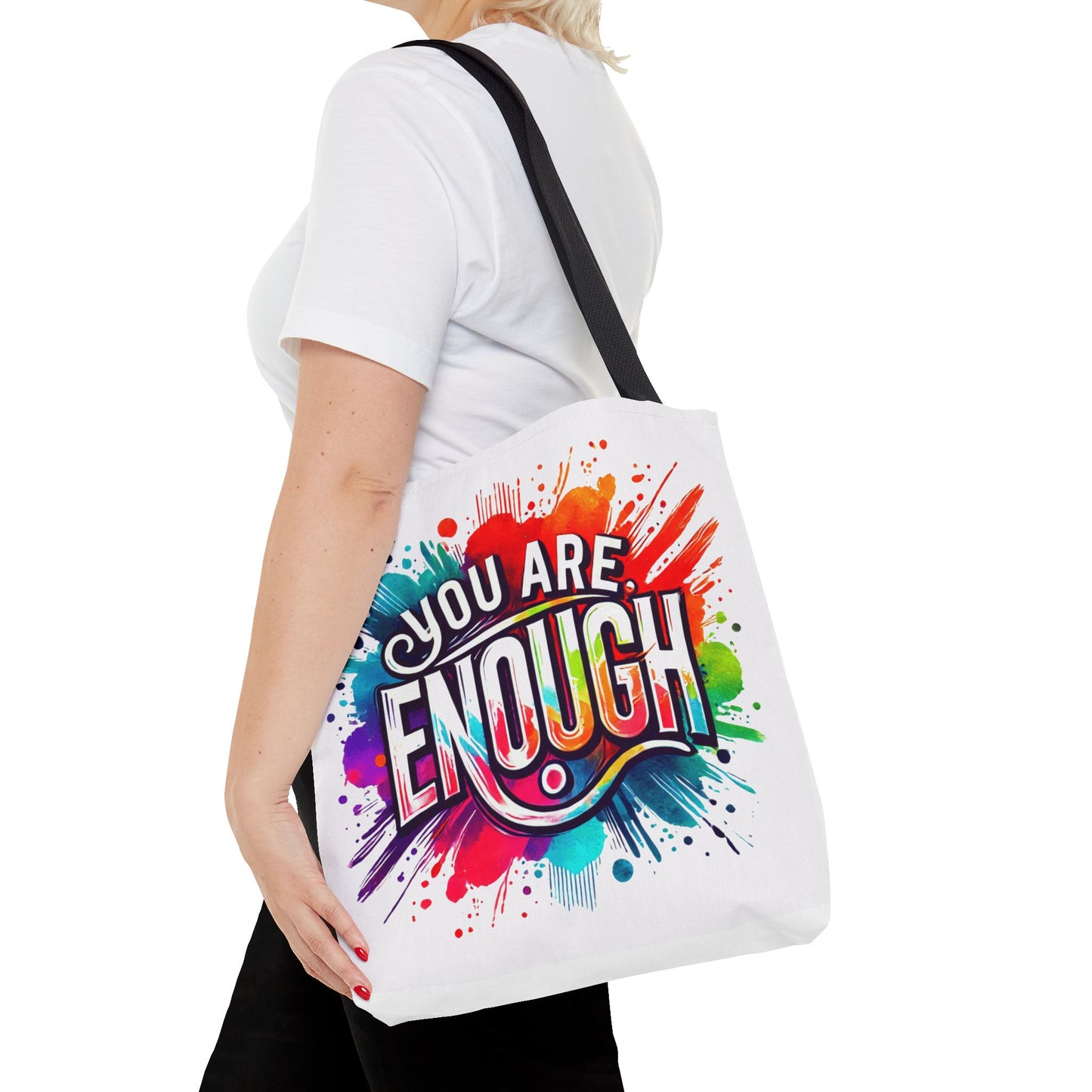 Tote Bag (AOP) - You Are Enough - White