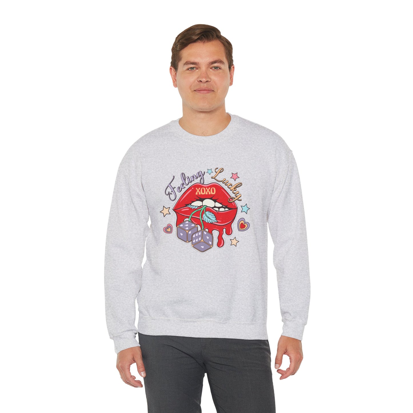 Valentine's - Unisex Heavy Blend™ Crewneck Sweatshirt - Feeling Lucky XOXO