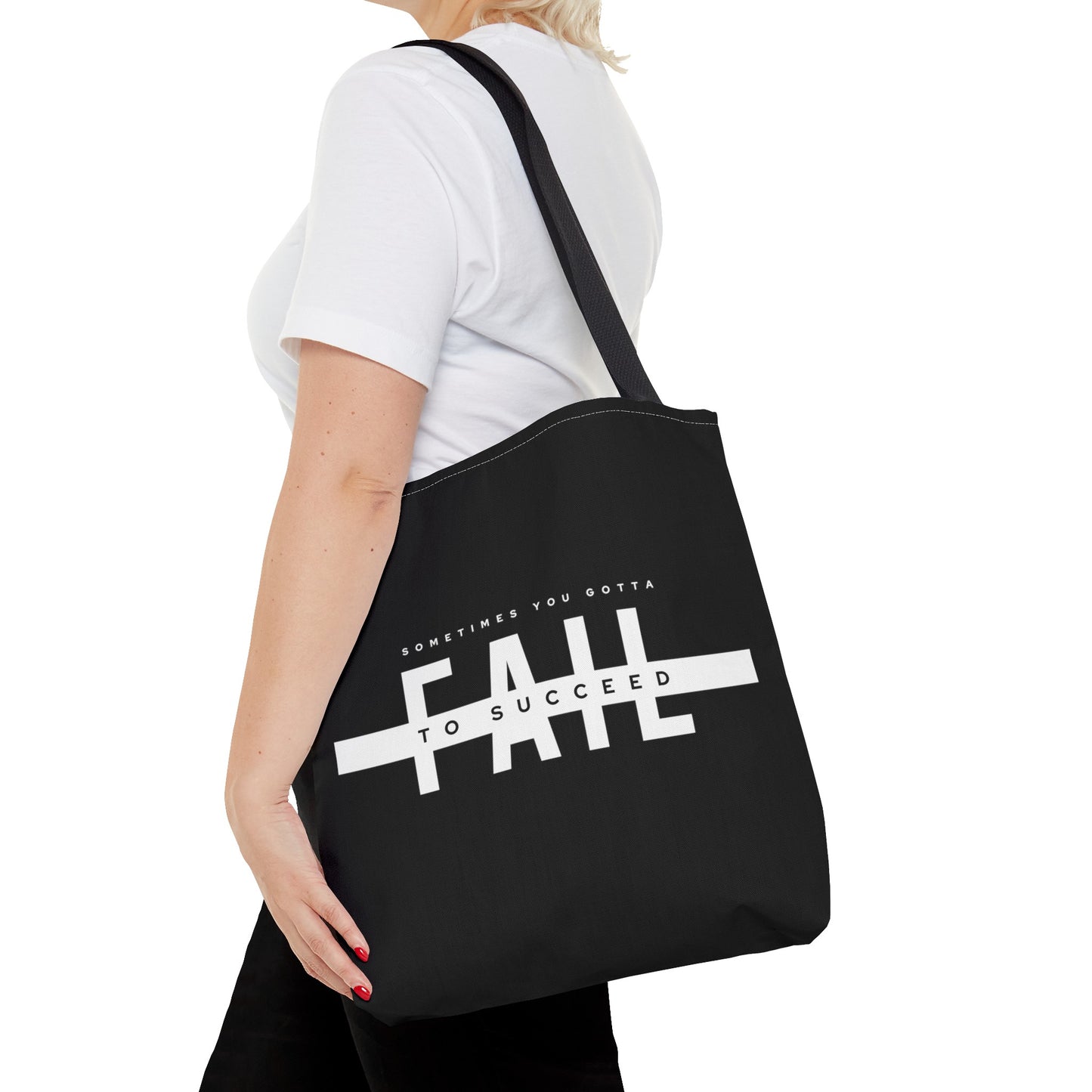 Tote Bag (AOP) - Sometimes You gotta Fail to succeed - Black