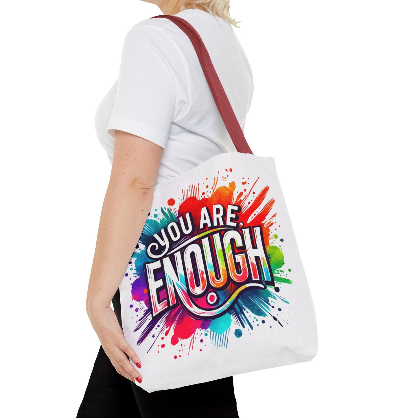 Tote Bag (AOP) - You Are Enough - White