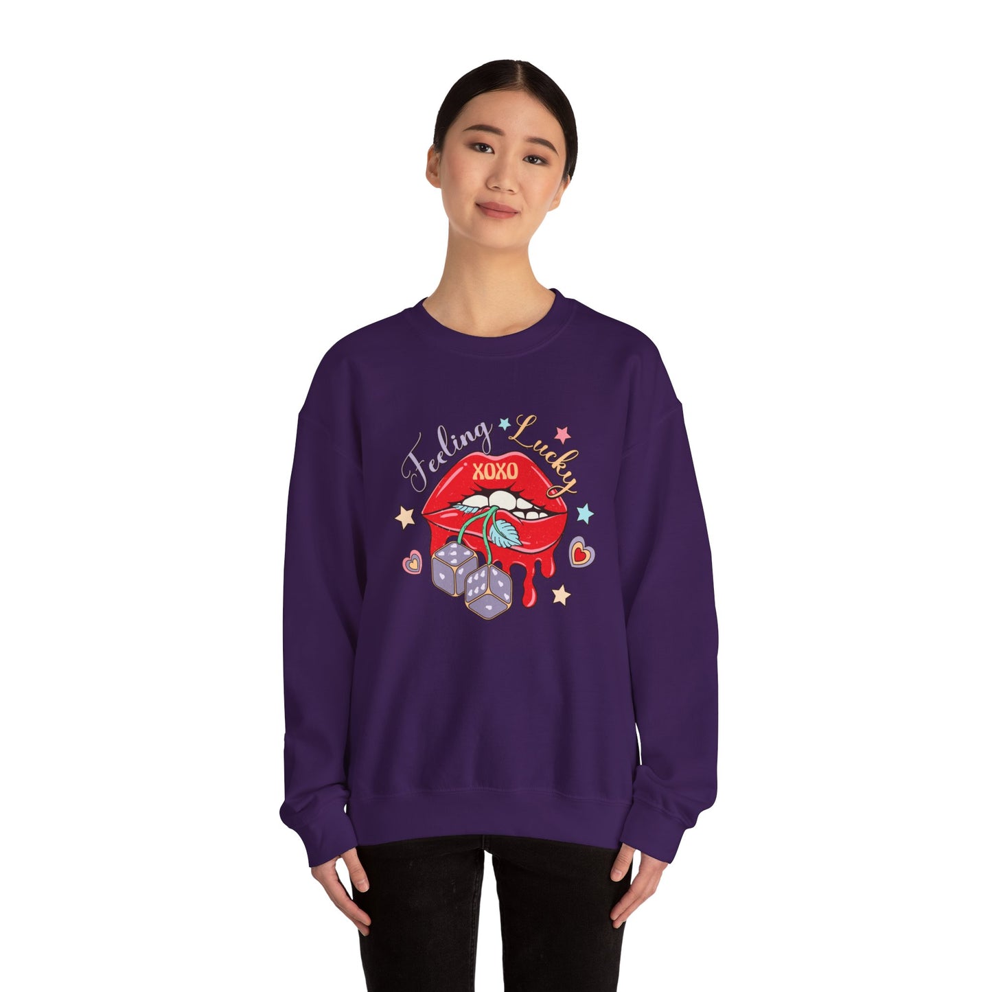 Valentine's - Unisex Heavy Blend™ Crewneck Sweatshirt - Feeling Lucky XOXO