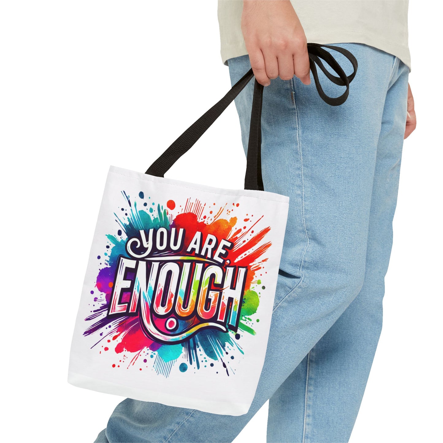 Tote Bag (AOP) - You Are Enough - White