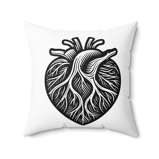 Valentine's - Spun Polyester Square Pillow - Black Heart