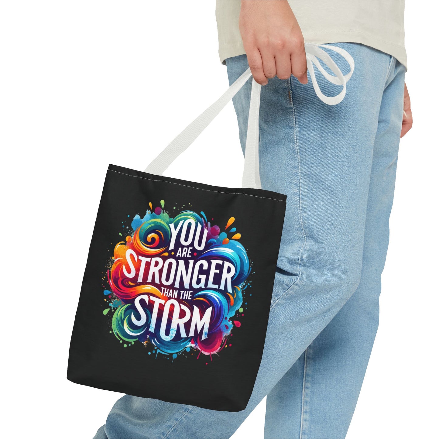 Tote Bag (AOP) - Stronger Than The Storm - Black