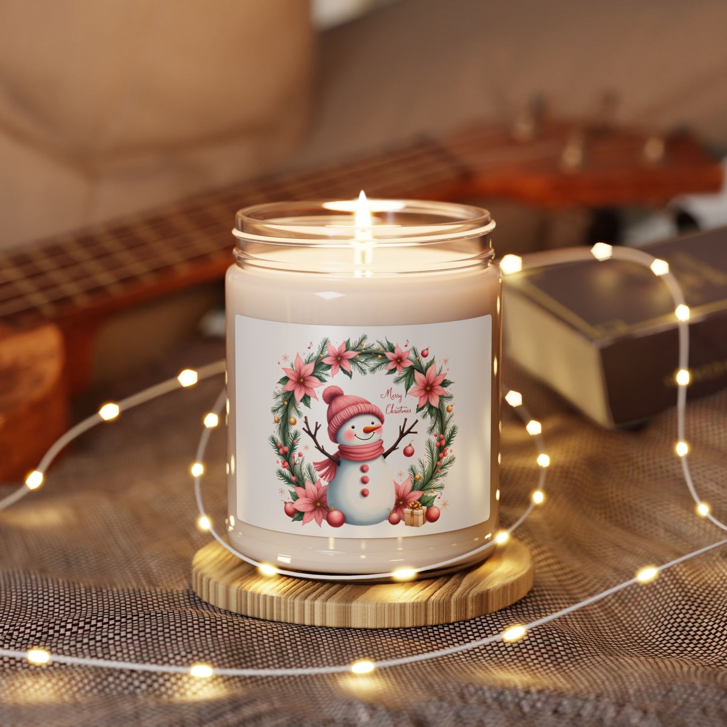 Christmas - Scented Soy Candle, 9oz - Merry Christmas Snowman