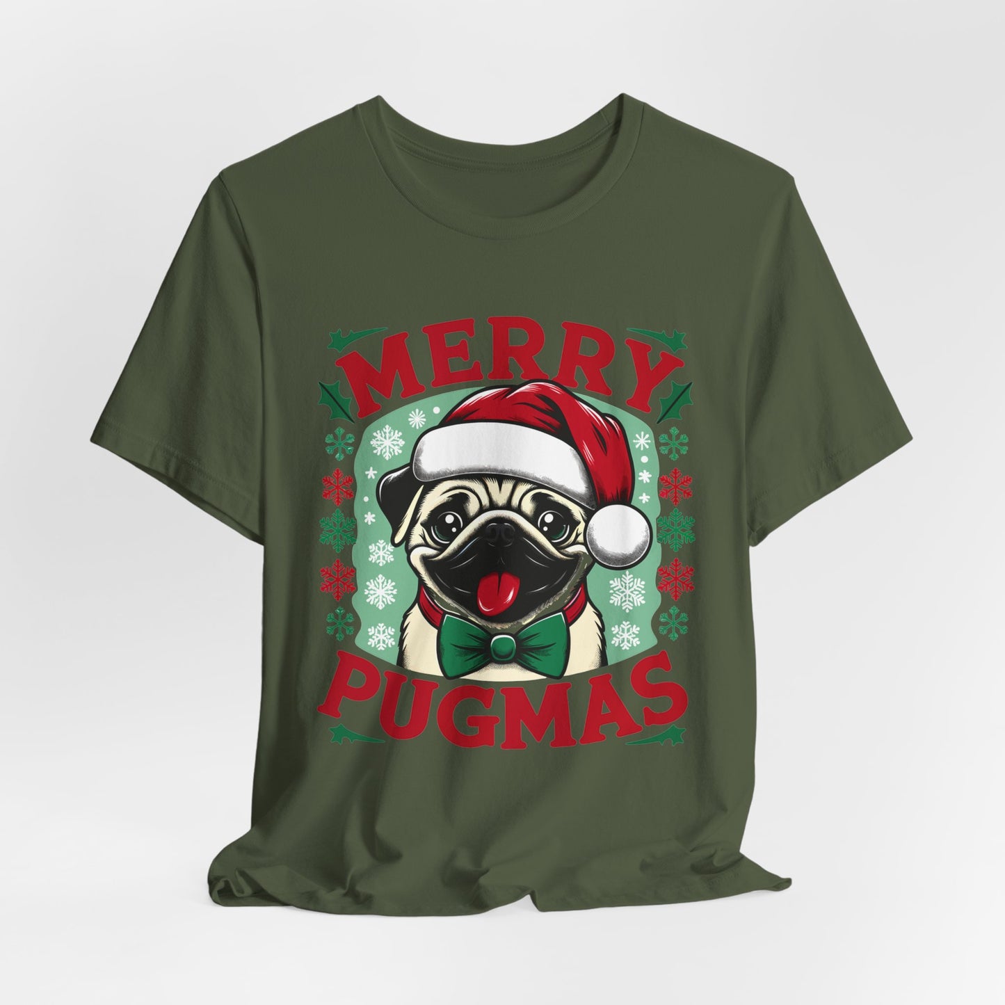 Christmas - Unisex Jersey Short Sleeve Tee - Merry Pugmas