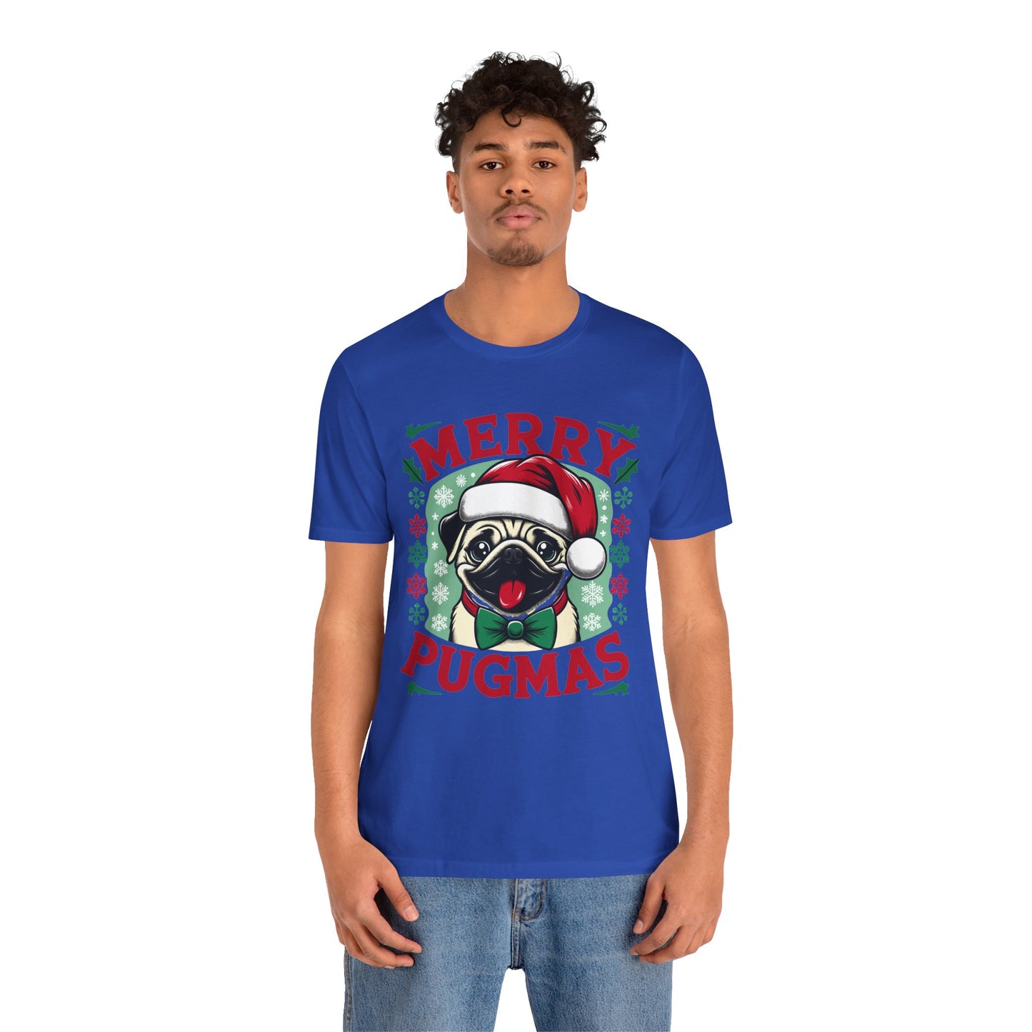 Christmas - Unisex Jersey Short Sleeve Tee - Merry Pugmas