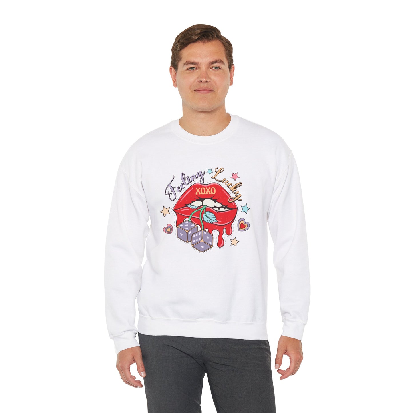 Valentine's - Unisex Heavy Blend™ Crewneck Sweatshirt - Feeling Lucky XOXO