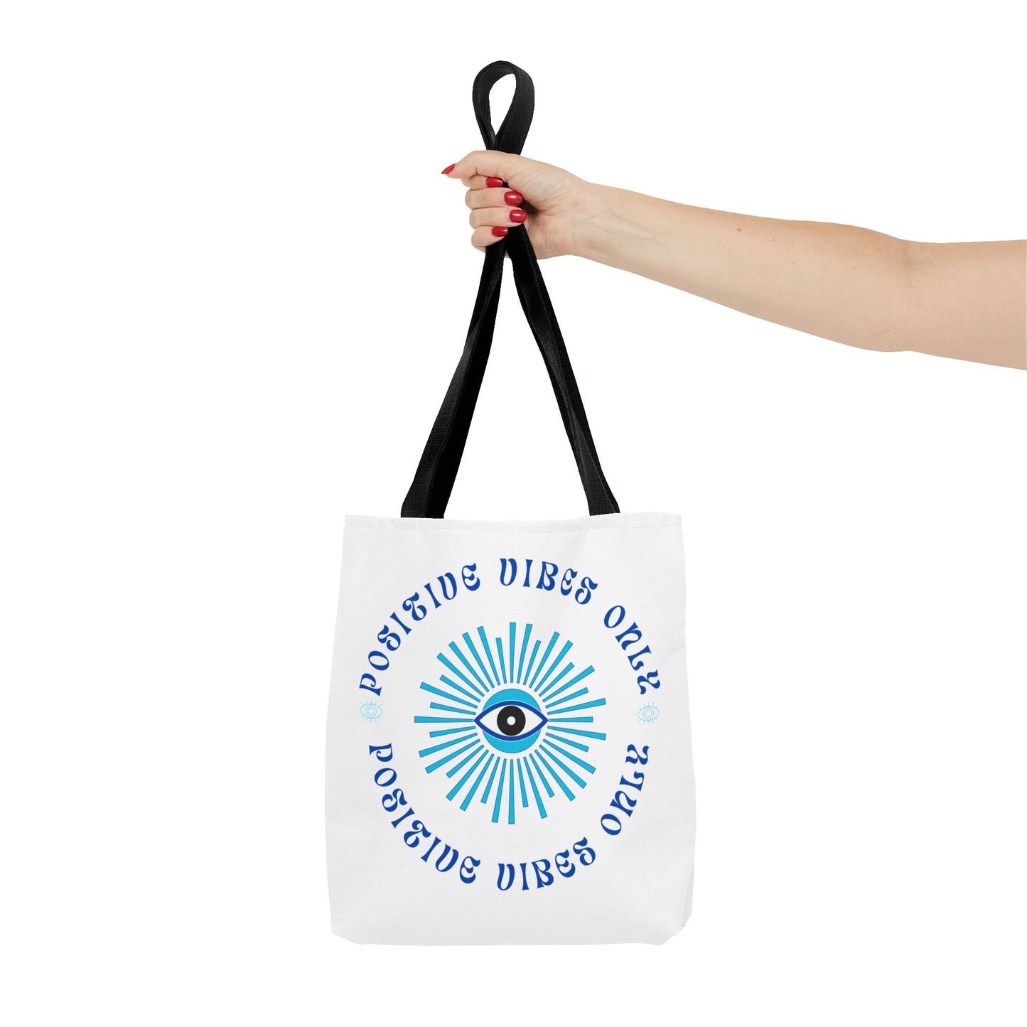 Tote Bag (AOP) - Positive Vibes Only - White