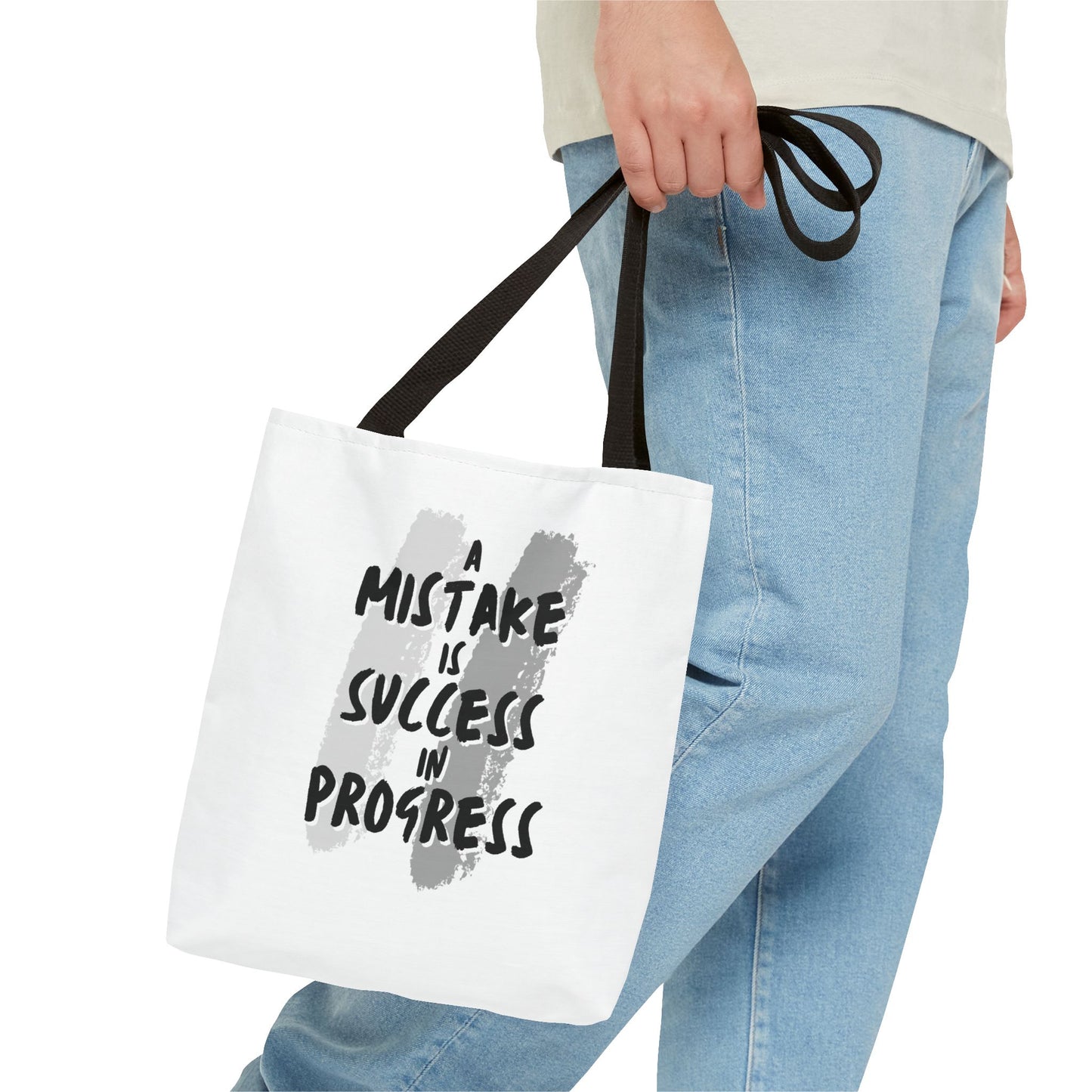 Tote Bag (AOP) - A Mistake Is Success In Progress - White