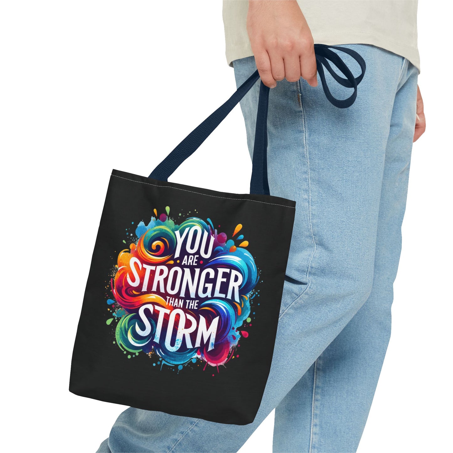 Tote Bag (AOP) - Stronger Than The Storm - Black