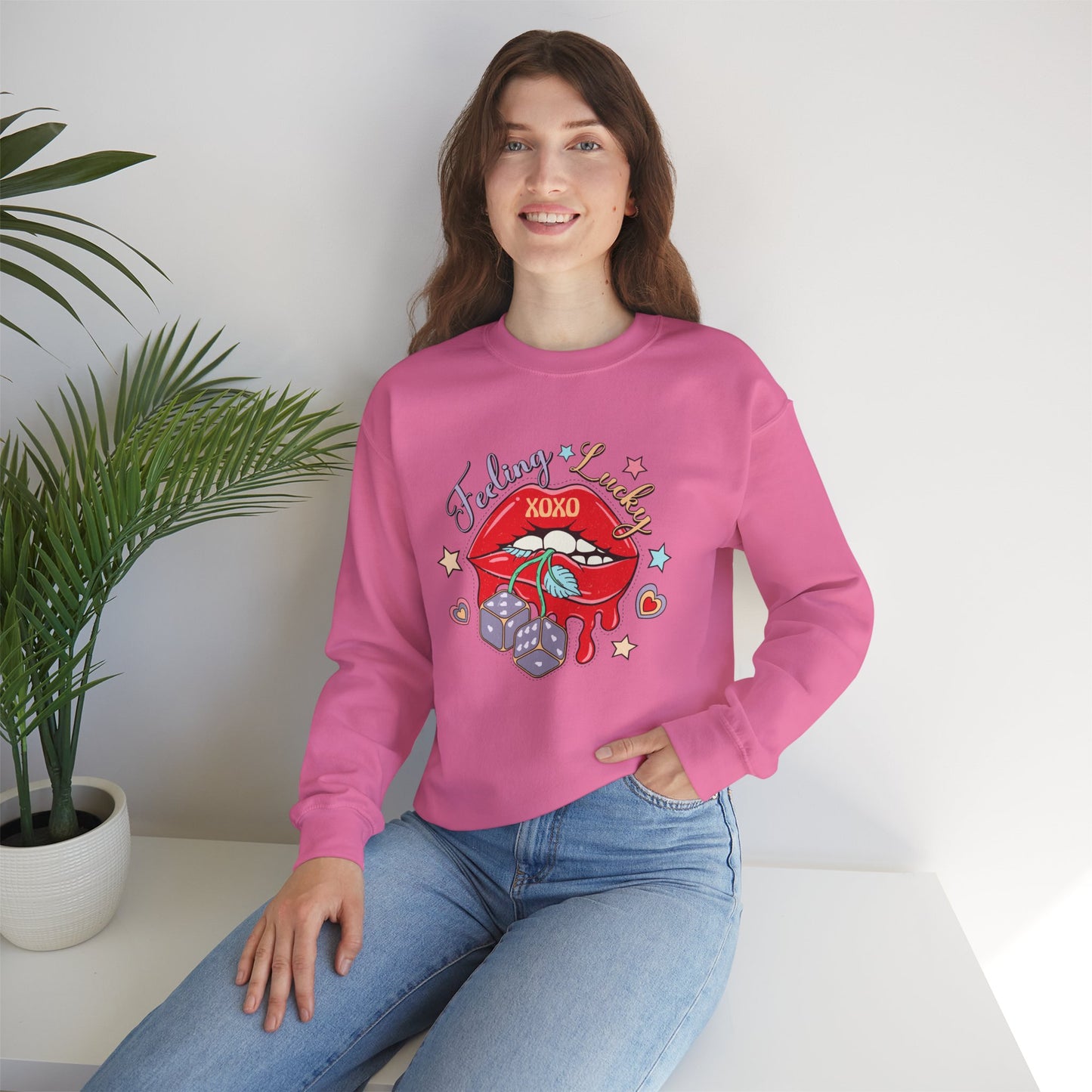 Valentine's - Unisex Heavy Blend™ Crewneck Sweatshirt - Feeling Lucky XOXO