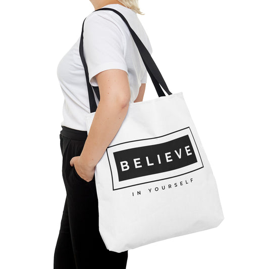 Tote Bag (AOP) - Believe in yourself - White