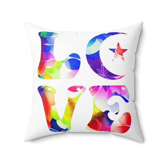 Valentine's - Spun Polyester Square Pillow - Colorful Love Design